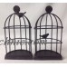 New Vintage Inspired Wire Bird Cage Bookends Pair Cast Iron Metal   322394845057